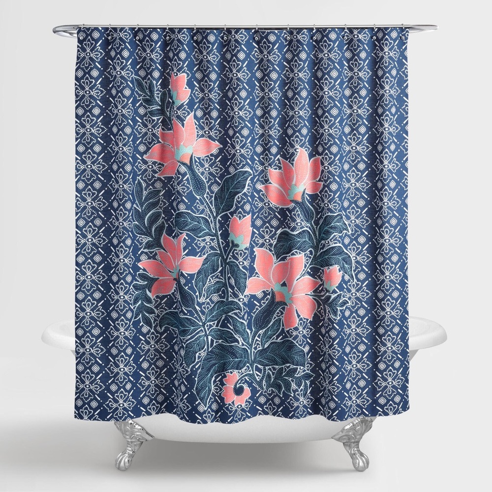World Market Batik Floral Shower Curtain